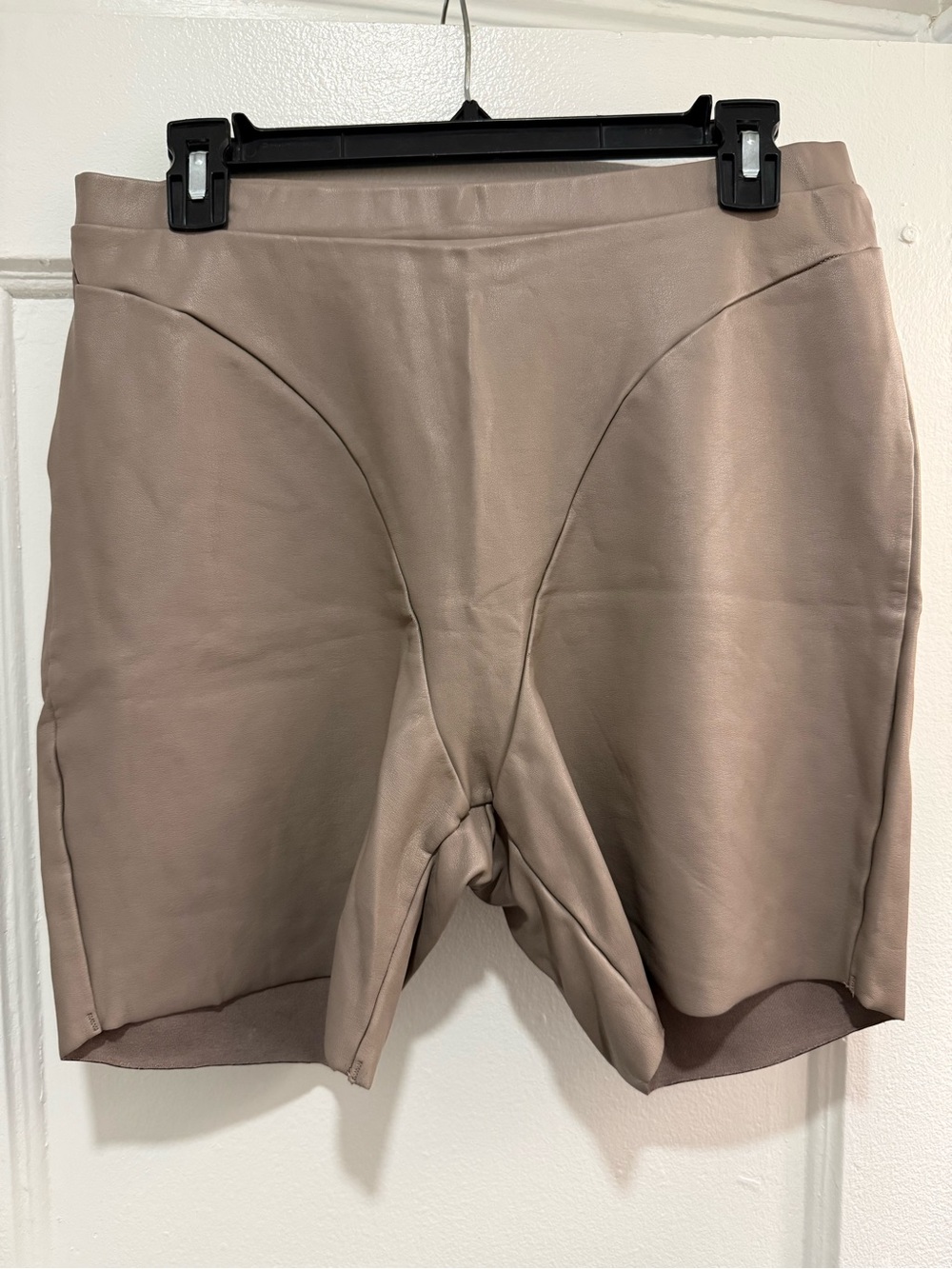 Skims Faux Leather Taupe Biker Shorts